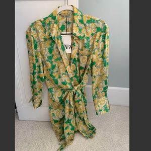 Zara collared wrap dress
